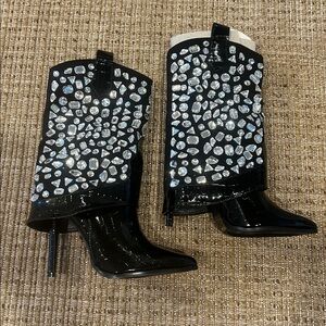 Lauren Lorraine Black Diamond Studded Boots